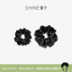 SHINE萱子饰品优雅精致黑色水晶大肠发圈缎面皮筋发绳女生日礼物