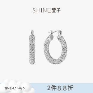 SHINE萱子饰品钛钢系列极简风金属耳圈百搭通勤