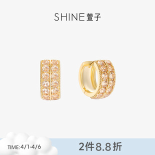 SHINE萱子饰品优雅精致C圈耳环璀璨金属耳扣精致小巧耳圈