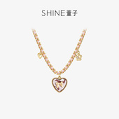 SHINE萱子饰品迷彩系列甜酷爱心蝴蝶结项链女小众个性 锁骨链礼物