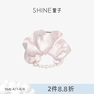 SHINE萱子饰品海棠系列花朵印花珍珠皮筋发圈缎面发绳早春配色