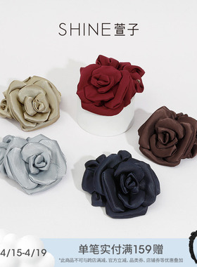 SHINE萱子饰品小花苞系列优雅甜美发圈复古缎面花朵发绳早春配色