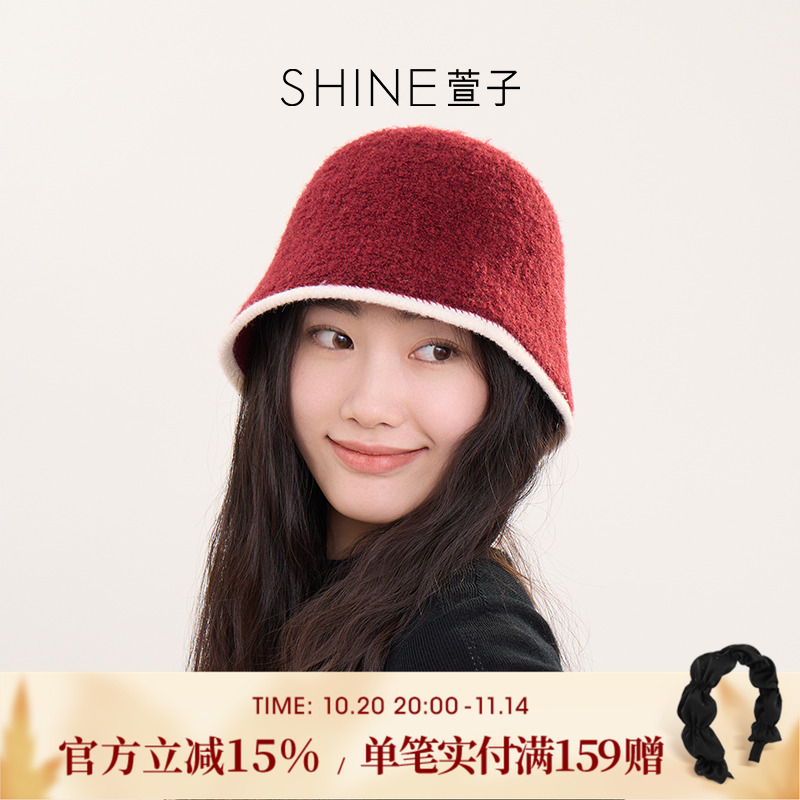 SHINE萱子时尚复古红渔夫帽