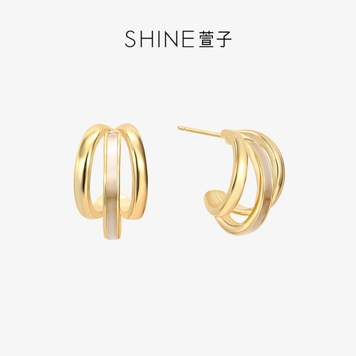 SHINE萱子饰品法式优雅C圈耳环女