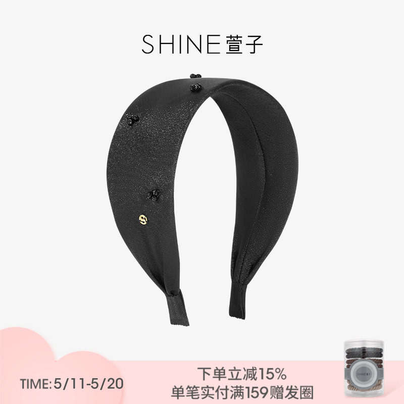 SHINE萱子饰品经典高级感宽边闪耀发卡细闪氛围感黑色发箍发饰