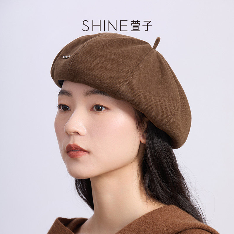 【七七酱直播间】SHINE萱子饰品贝雷帽摩卡棕圆顶秋冬韩版画家帽,服饰配件/皮带/帽子/围巾,帽子,淘宝优惠券,粉丝福利购,淘宝优惠卷