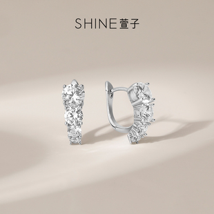 SHINE萱子饰品轻奢闪耀耳扣清透耳钉职场通勤C圈耳环生日礼物