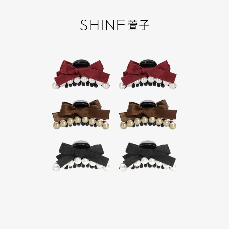 【七七酱直播间】SHINE萱子饰品可爱蝴蝶结珍珠抓夹气质对夹DB