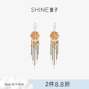 SHINE萱子原野牧歌系列优雅民族风流苏耳环设计感度假风耳钩