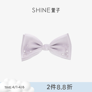 SHINE萱子饰品轻纱幻影系列浪漫紫色蝴蝶结横夹发夹早春配色