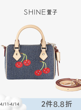 SHINE萱子饰品牛仔樱桃系列优雅印花枕头包甜美百搭单肩包斜挎包