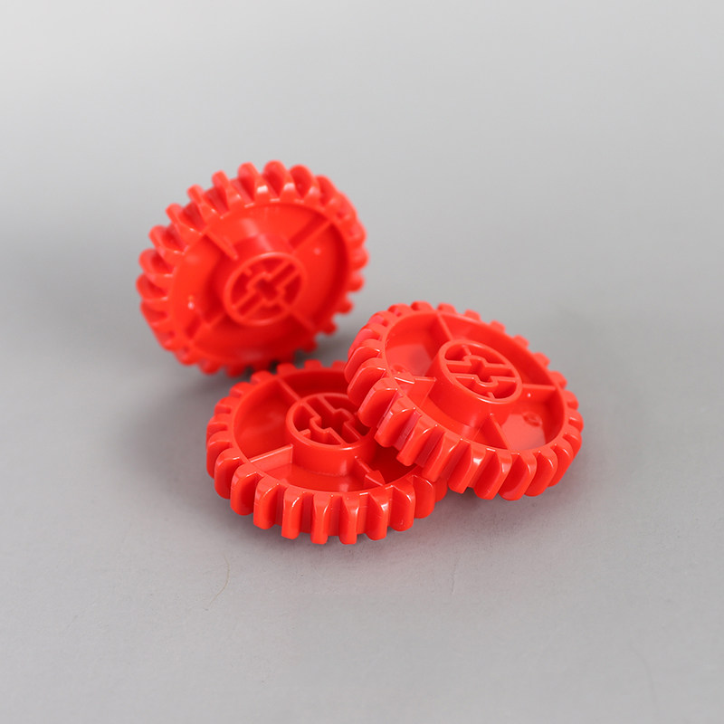 大颗粒积木配件24齿中号红色机械齿轮9656教具散装散件儿童玩具