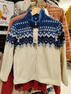 优衣K同款 男女宝宝保暖夹克加绒拉链酷上衣 儿童摇粒绒外套秋冬季