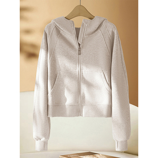 上衣开衫 设计感通勤显瘦短款 复古拉链连帽卫衣女2025秋冬新款 美式