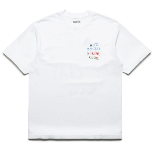 assc anti social social club 基础款联名桃花短袖酒红色圆领T恤