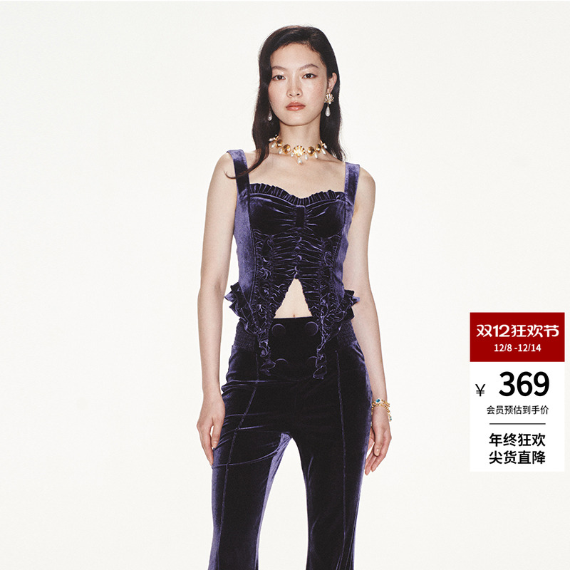 不规则下摆lefame吊带上衣吊带