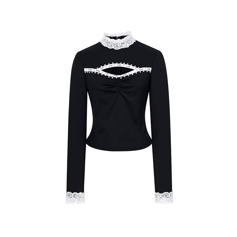 LEFAME蕾丝拼接瑜伽上衣