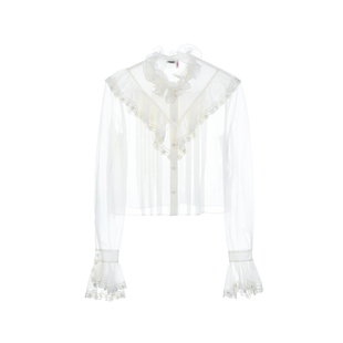 女 复古优雅荷叶边珠饰上衣罩衫 lefame拉飞姆2026早春新款 时尚