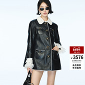 环保皮衣长外套女 新款 Angelababy同款 lefame拉飞姆2025秋季