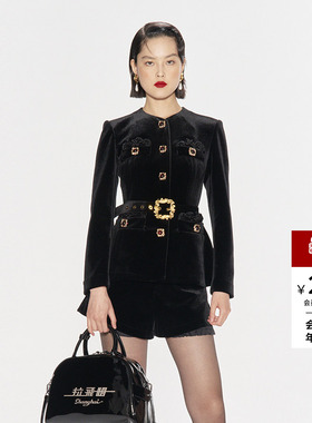 【迪丽热巴、徐璐同款】lefame拉飞姆冬季宫廷风丝绒外套女上衣