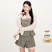 洛可可荷叶边刺绣拼接上衣显瘦女设计感 时尚 lefame拉飞姆春季 新款