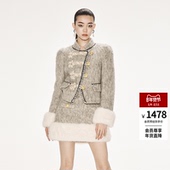 lefame拉飞姆秋冬新中式 斜襟军旅外套小香风棉服短款 高级感上衣女