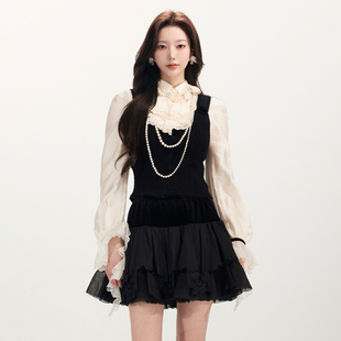 针织上衣女 宫廷风吊带拼接两件式 lefame拉飞姆2026早春新品 时尚