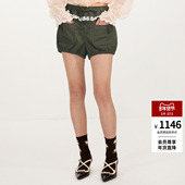 休闲裤 lefame拉飞姆2026春季 系带设计绣花饰边短裤 工装 新款 时尚