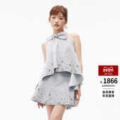 lefame拉飞姆时尚 航海系穿搭兔耳朵蝴蝶结设计水洗牛仔上衣