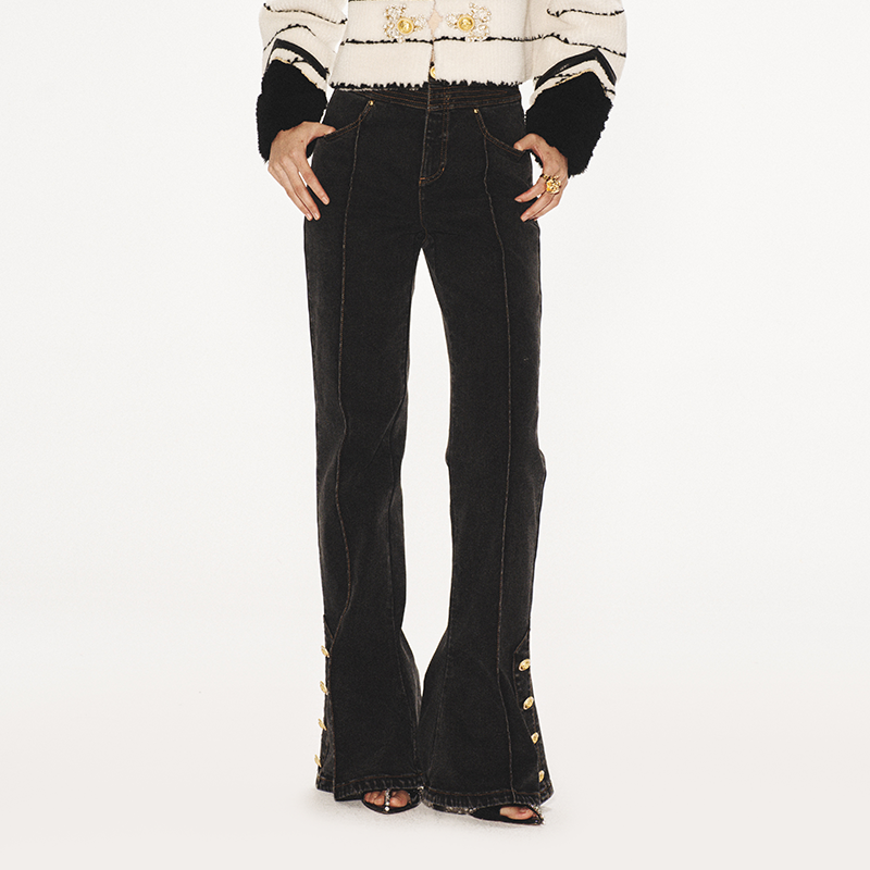 自然要喇叭型lefame牛仔裤