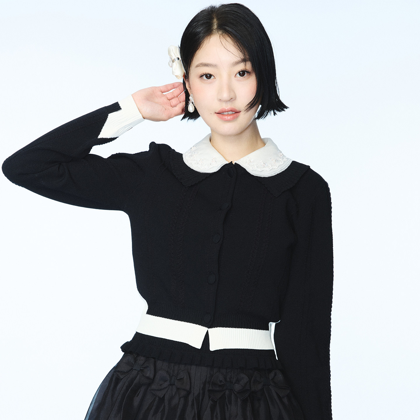 lefame拉飞姆2025秋冬新款高知miu系千金针织开衫上衣女外套