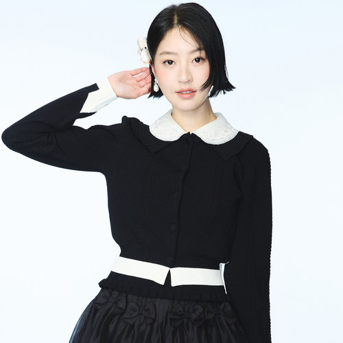 lefame拉飞姆春秋高知千金针织开衫上衣女外套短款高级感