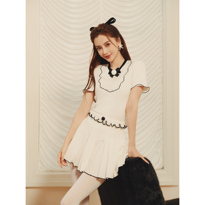 【Angelababy同款】lefame拉飞姆2026夏季新款撞色边绣花短裤裙裤