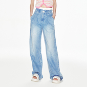 裤 喇叭裤 子女 长裤 lefame拉飞姆双腰头复古牛仔裤