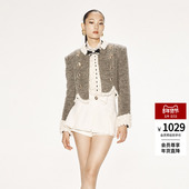 lefame拉飞姆秋冬时尚 压褶荷叶边双排扣军旅风法式 外套上衣女