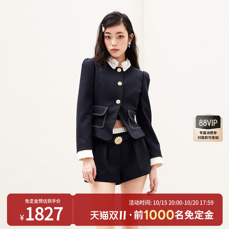 lefame拉飞姆高智感穿搭千金风百搭气质通勤短外套上衣女修身西装