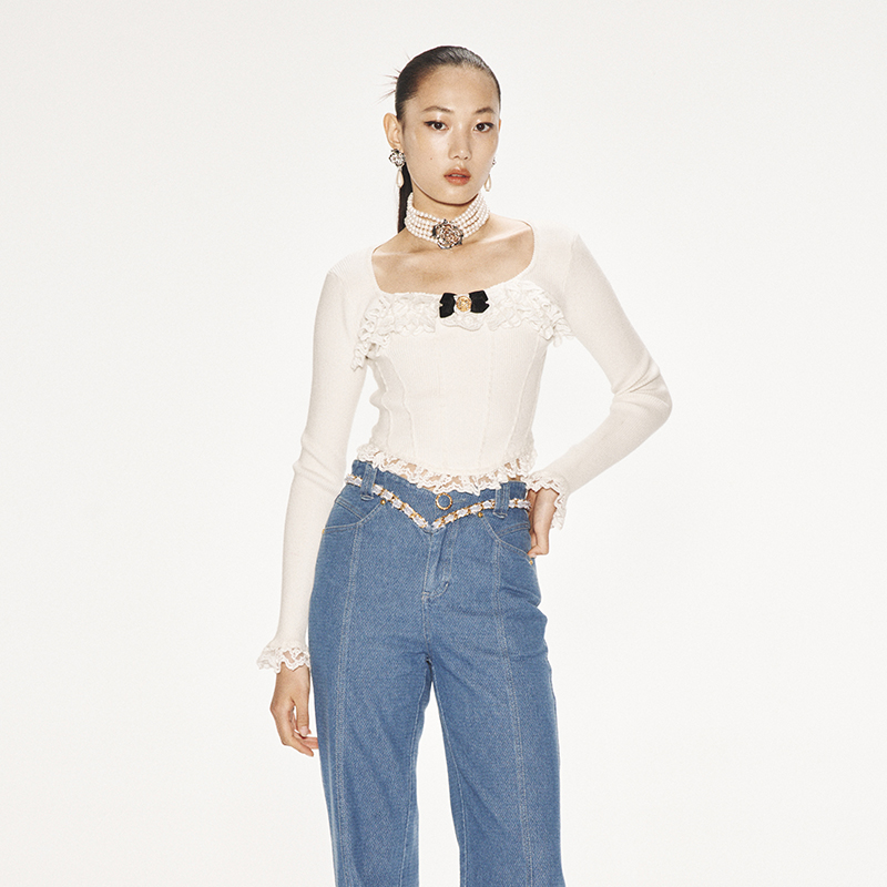 lefame套头衫收腰毛织套头衫