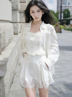 秋季新款时尚蕾丝绣花短裤女