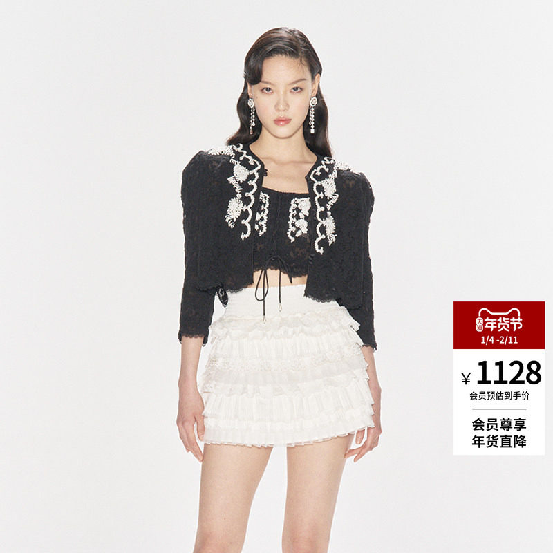 lefame拉飞姆秋季重工盘绳绣珍珠钉珠蕾丝外套女款,女装/女士精品,短外套,淘宝优惠券,粉丝福利购,淘宝优惠卷