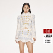 明星同款 lefame拉飞姆冬季 约依印花针织开衫 短款 上衣女高级感