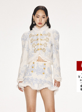 【明星同款】lefame拉飞姆冬季约依印花针织开衫短款上衣女高级感