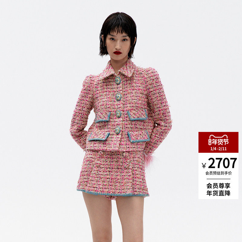 lefame拉飞姆冬季60年代微A廓形小香风粉彩粗花呢外套,女装/女士精品,毛呢外套,淘宝优惠券,粉丝福利购,淘宝优惠卷