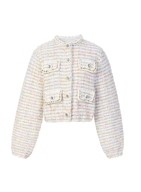 lefame拉飞姆2026春季淡黄色彩点宽松针织外套小香风夹克