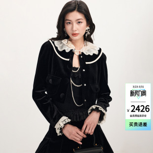 宫廷风丝绒外套上衣 lefame拉飞姆2026早春新款 Angelababy同款