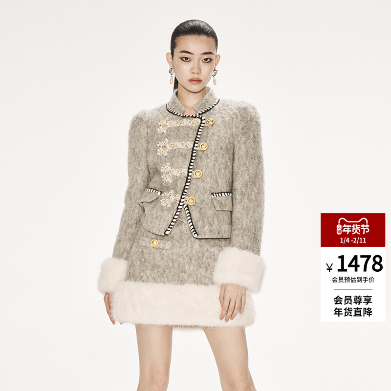 lefame拉飞姆秋冬新中式斜襟军旅外套小香风棉服短款高级感上衣女,女装/女士精品,毛呢外套,淘宝优惠券,粉丝福利购,淘宝优惠卷