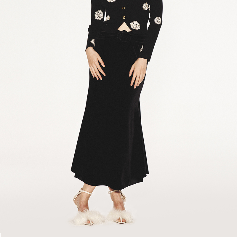 lefame半裙复古优雅半身裙