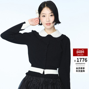 lefame拉飞姆2025秋冬新款高知千金针织开衫上衣女外套短款高级感