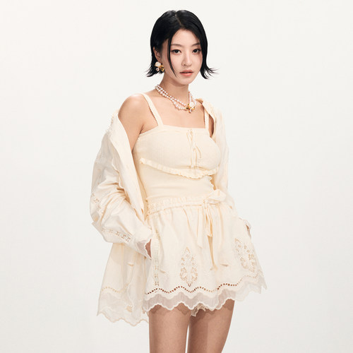 lefame拉飞姆2026春季新款时尚波浪边针织吊带背心女内搭打底女