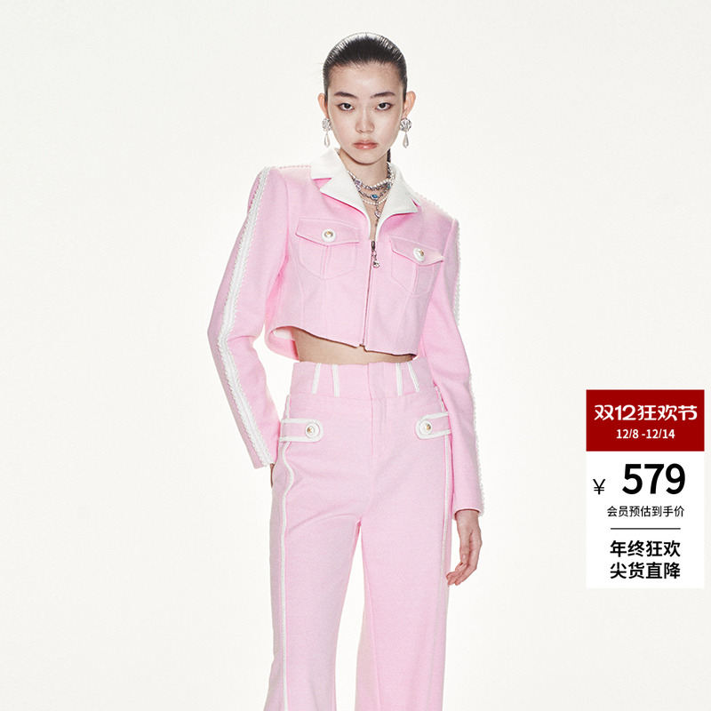 lefame撞色外套短外套