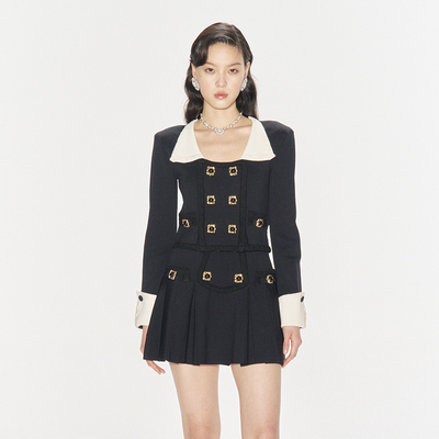 【明星同款】lefame拉飞姆2025秋季新款双排扣针织百搭短款外套女